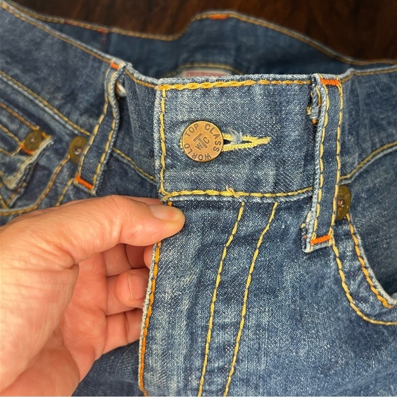 True Religion Ricky Big T Blue Straight Fit Denim Jeans size 36 Vintage Y2K - Picture 2 of 12